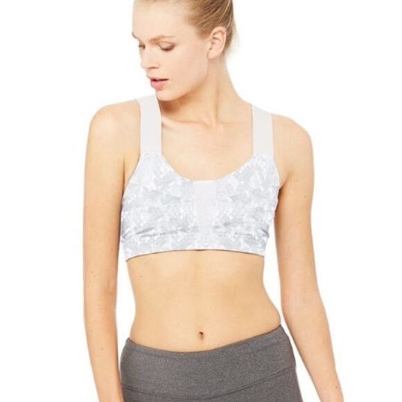 Alo Yoga Paddle Fast Short Sports Bra Silver‎ Snake Est X-Small - Picture 3 of 11